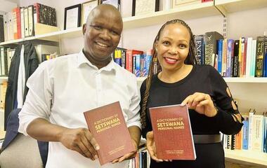 Professor Thapelo Otlogetswe (left), and Dr Goabilwe Nnanishie Ramaeba, authors of the Setswana dictionary, Image: Facebook/Thapelo J Ogtlogetswe